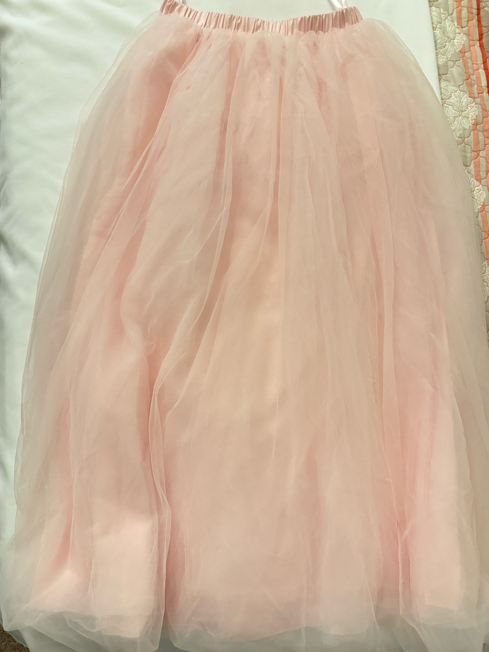 Long pink tulle skirt — 100% linen size s-m